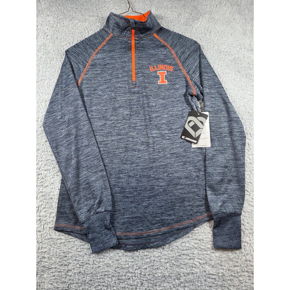 Colosseum Illinois Pullover S Blue Womens Quarter Zip Space Dye Thumbhole NCAA